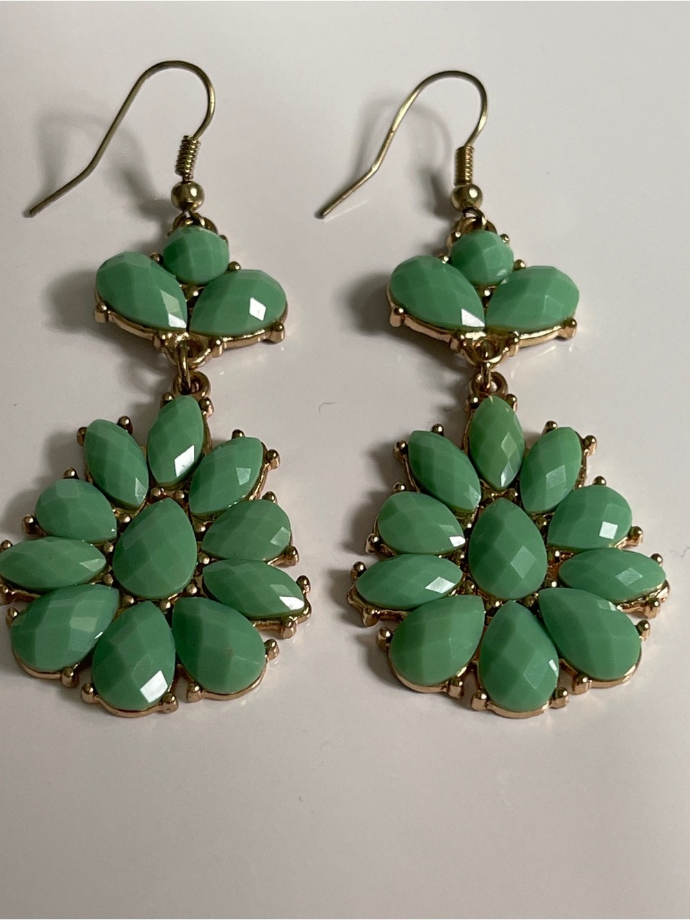 paparazzi Mint Green Faceted Teardrop Cluster Earrings